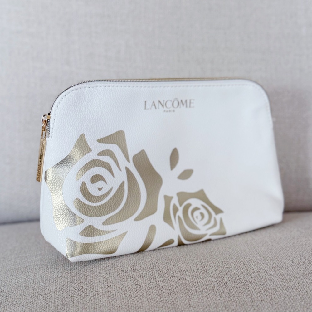 💋Lancôme White and Gold Rose Cosmetic Bag